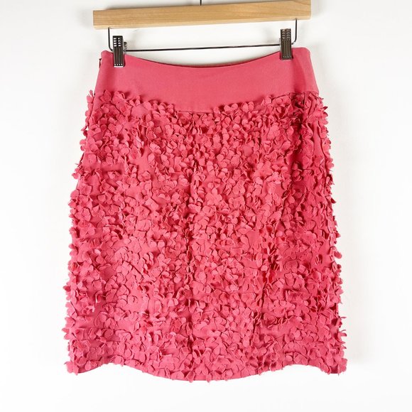 Talbots Floral Applique Coral Silk Skirt 4P - Picture 2 of 3